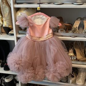 Elegant Pink Tulle Kids Formal Dress with Bow